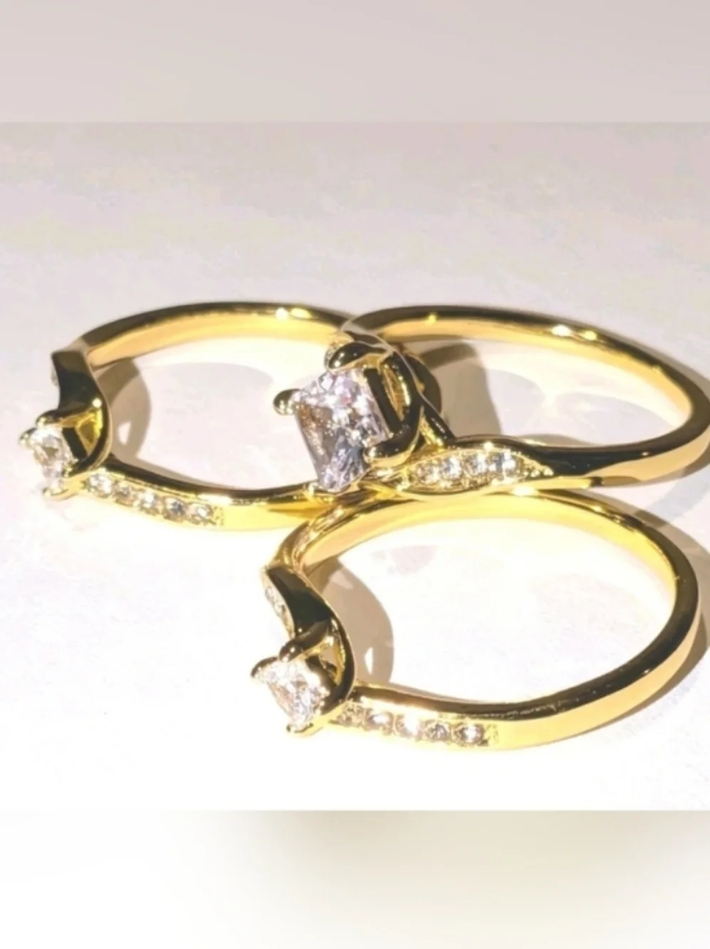 3ct Lab Created Diamond Engagement Bridal Ring Set 14k Yellow Gold Plated 10